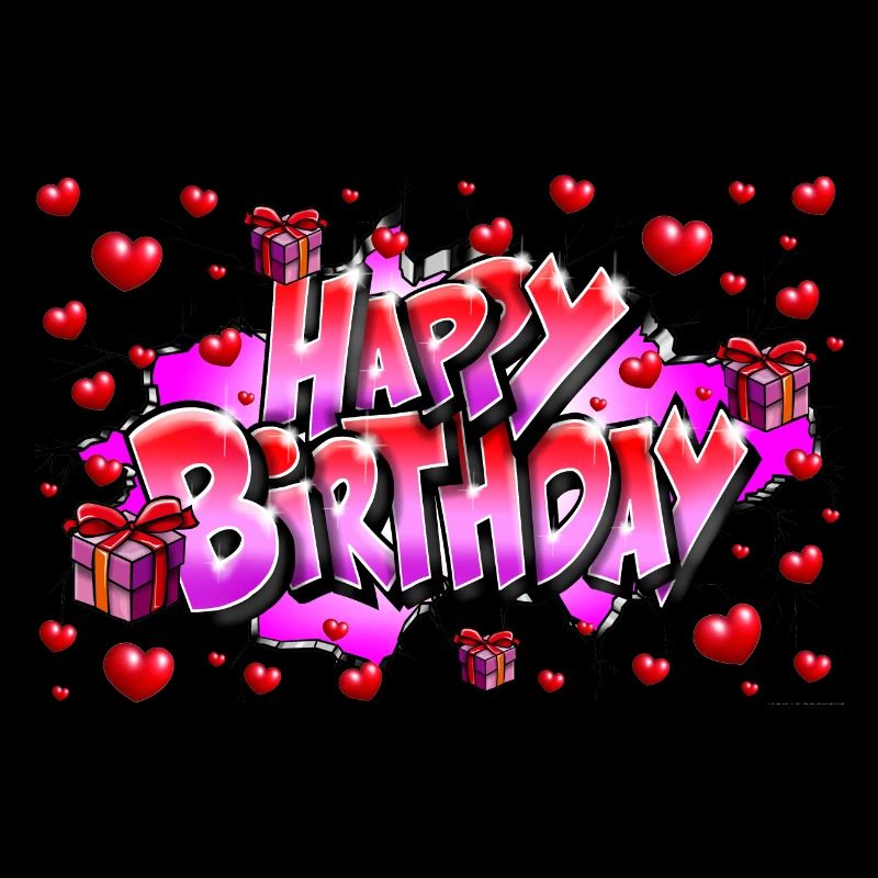 PINK HAPPY BIRTHDAY GRAFFITI WITH HEART