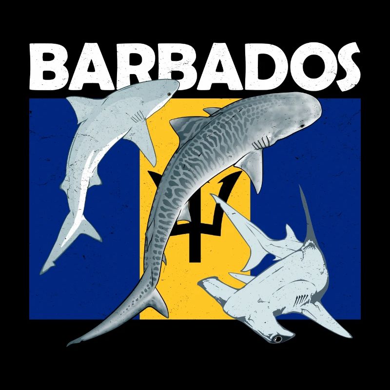 Drapeau de la Barbade Requin tigre Requin marteau