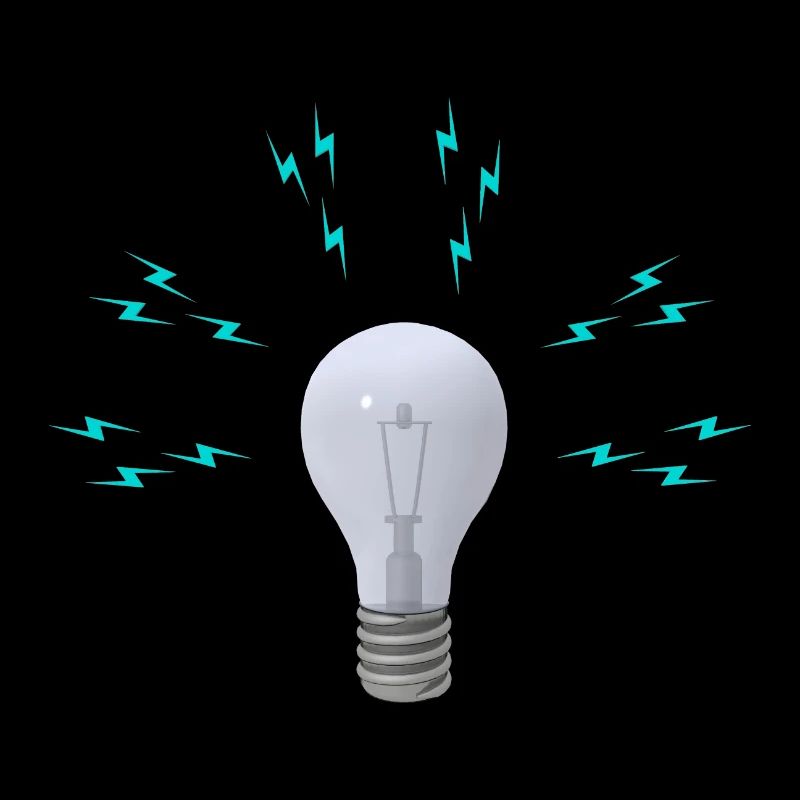 Lightbulb with lightning symbols