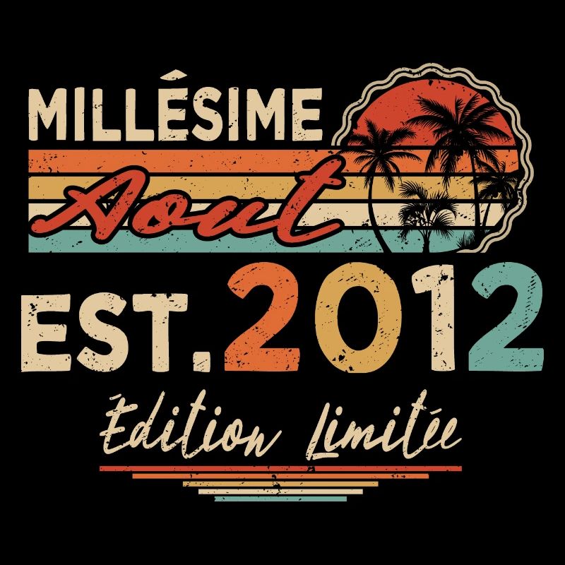 Millésime Né(e) Août 2012 Cadeau Anniversaire
