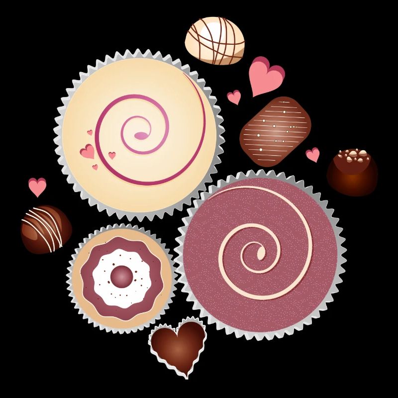 Composition de chocolats nobles aux couleurs délicates