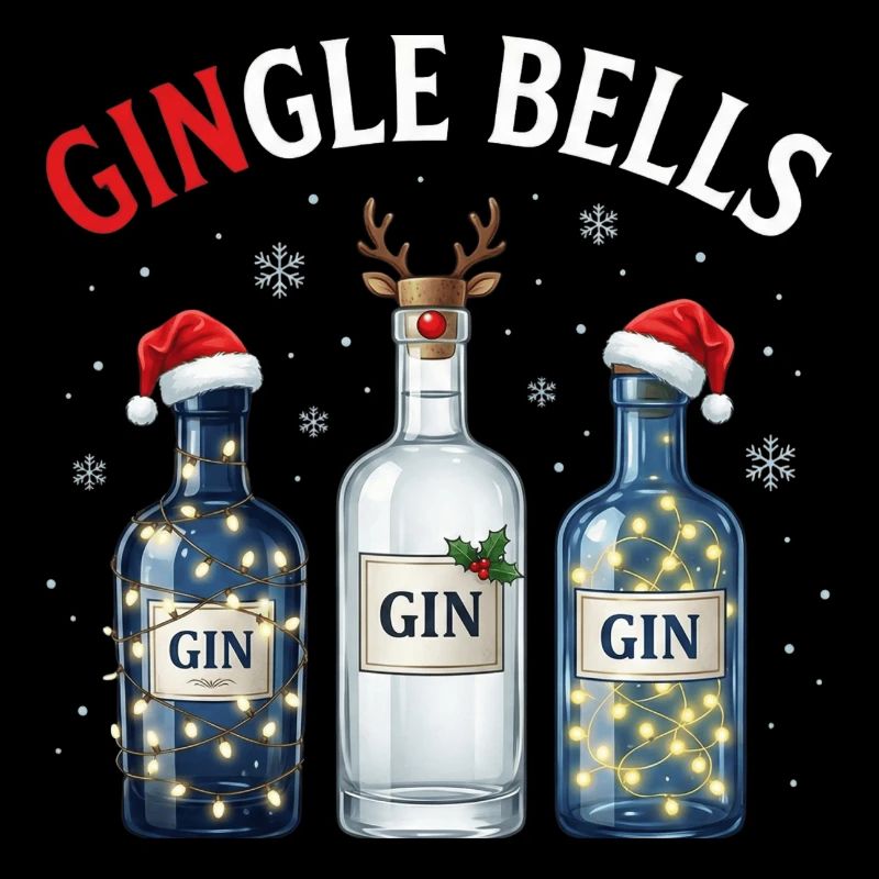 Gingle Bells Funny Christmas Gin Bottles Pun