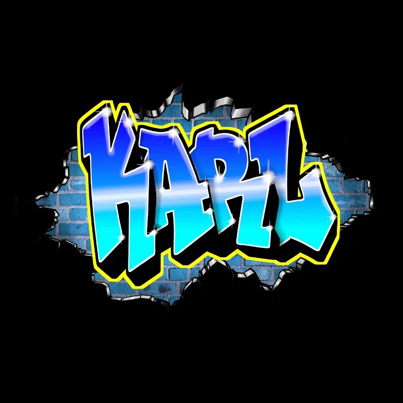 Graffiti KARL Blue Brick Crack
