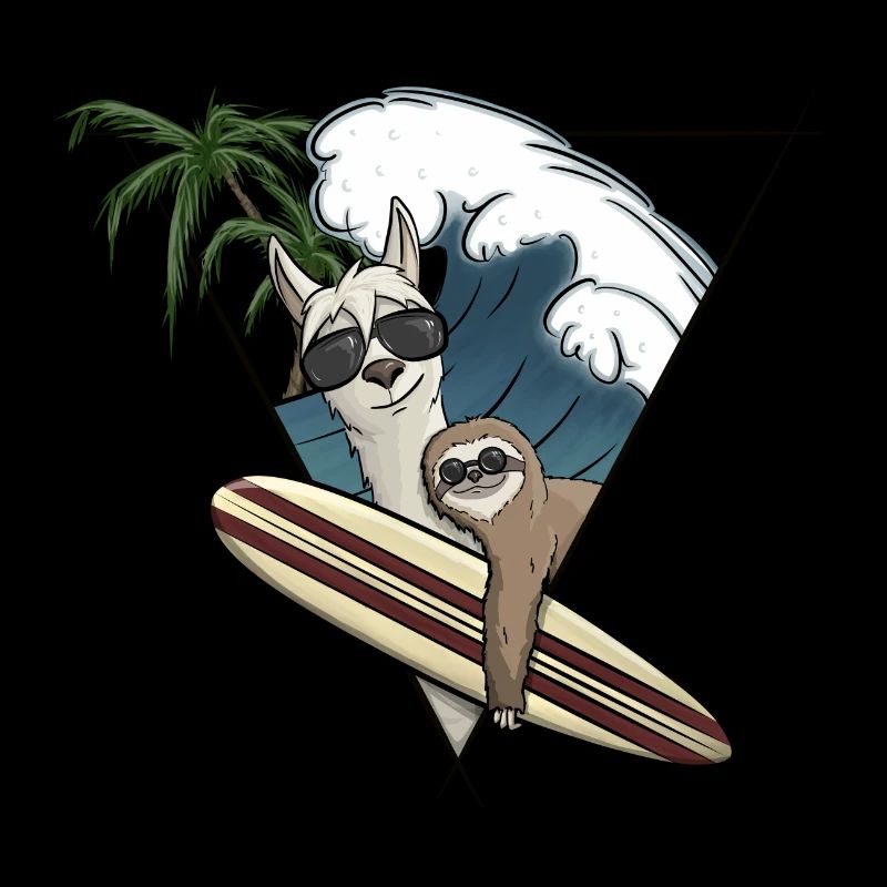 Surf Holiday Llama & Sloth Planche de surf Wave Palm Trees