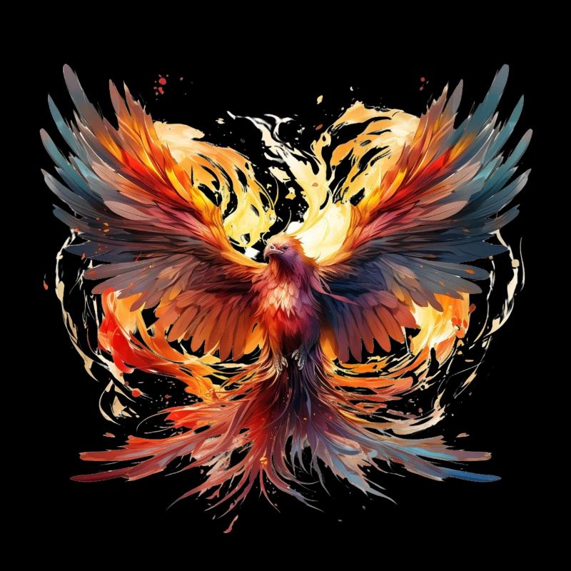 Powerful phoenix rising, icon line