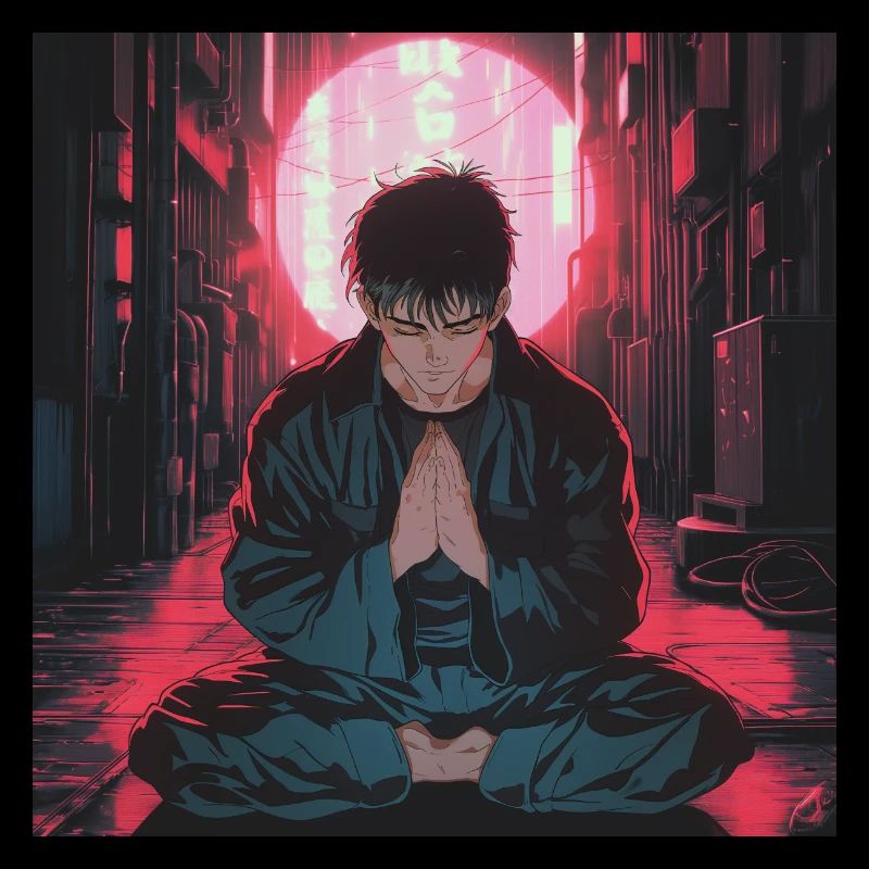 Années 80 Anime Guy Calmant Impression de mode de haute qualité