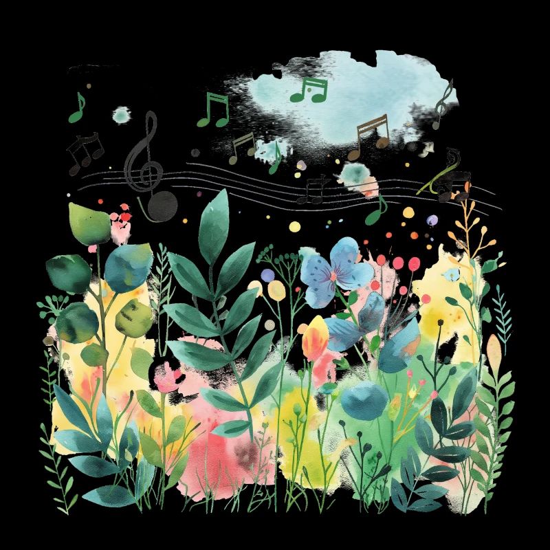 Plantes et musique - Impression de mode de haute qualité
