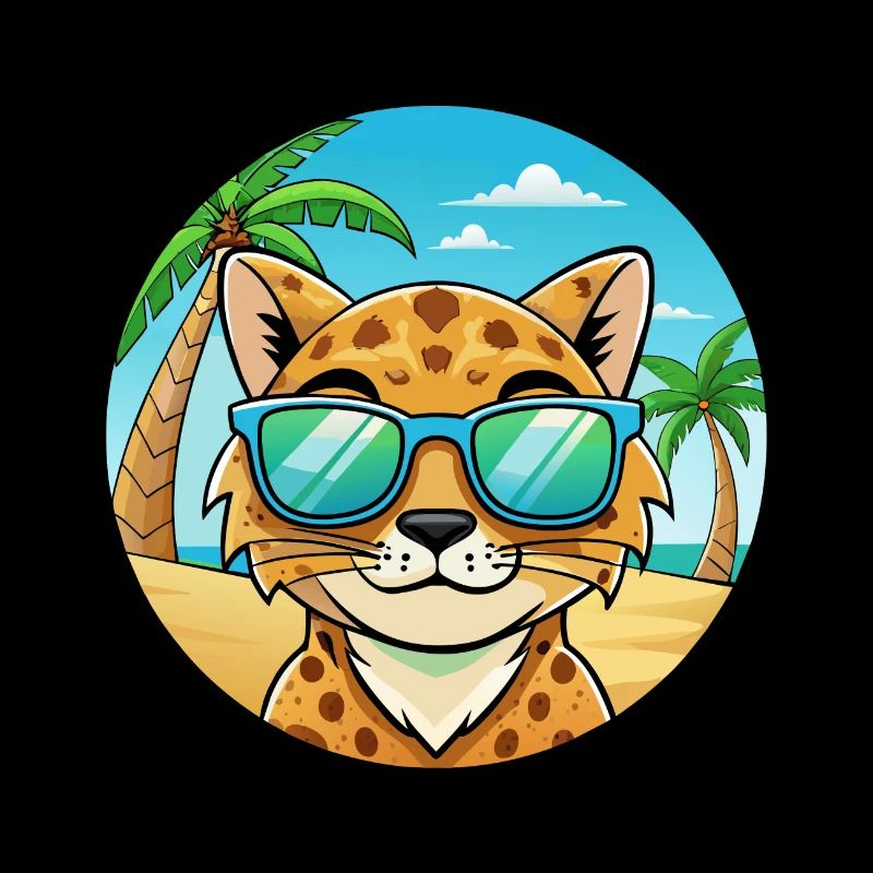 Brume tachetée australienne Race de chat Cartoon Beach