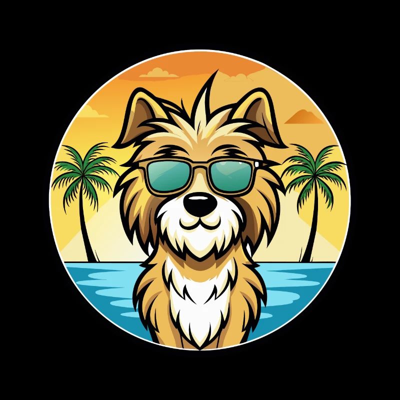 Spinoni Italiani Chien Race Dessin Animé Lunettes De Soleil Plage