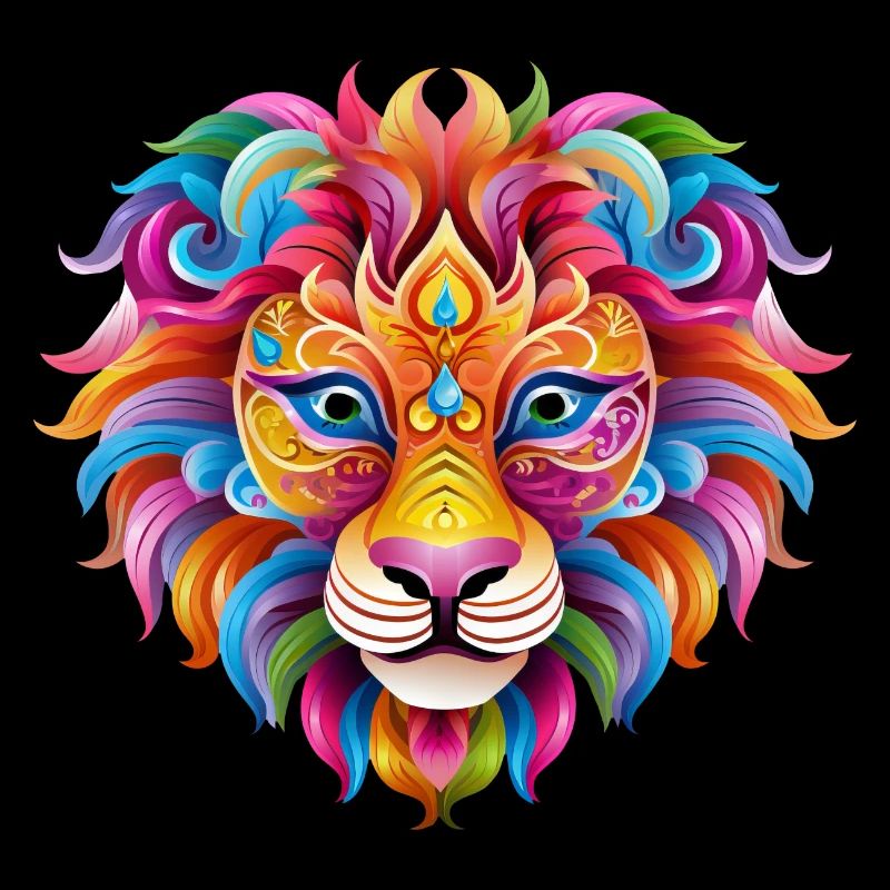Mardi Gras Lion - Comic Book Style
