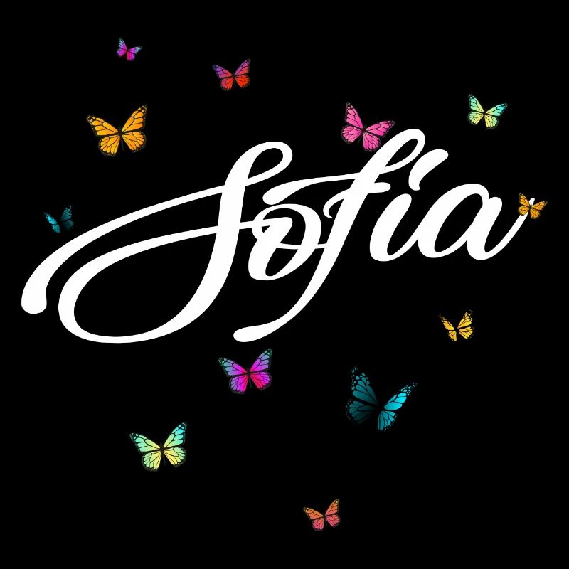 SOFIA - Mädchen Name mit bunten Schmetterlingen