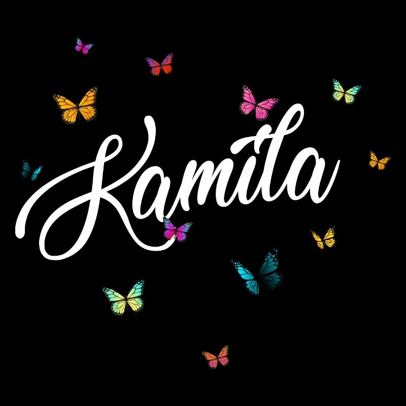 KAMILA - Mädchen Name mit bunten Schmetterlingen