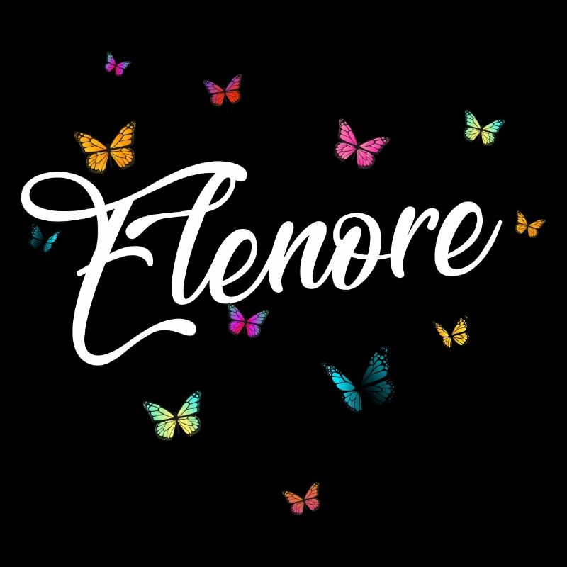 ELENORE - Mädchen Name mit bunten Schmetterlingen