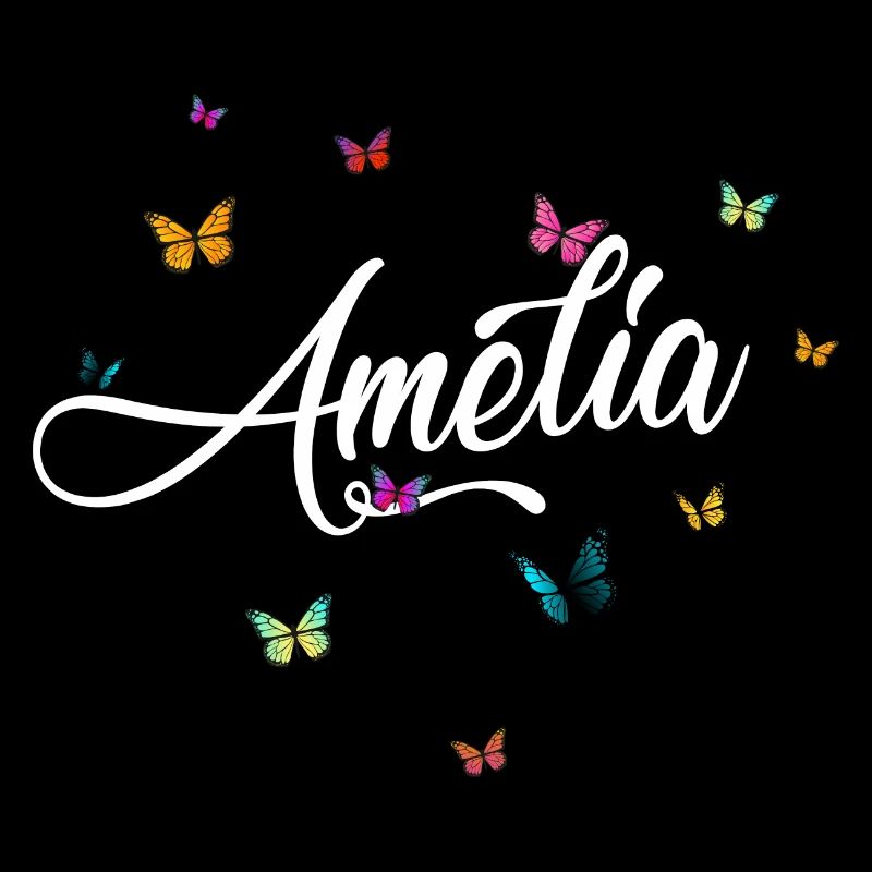 AMELIA - Mädchen Name mit bunten Schmetterlingen