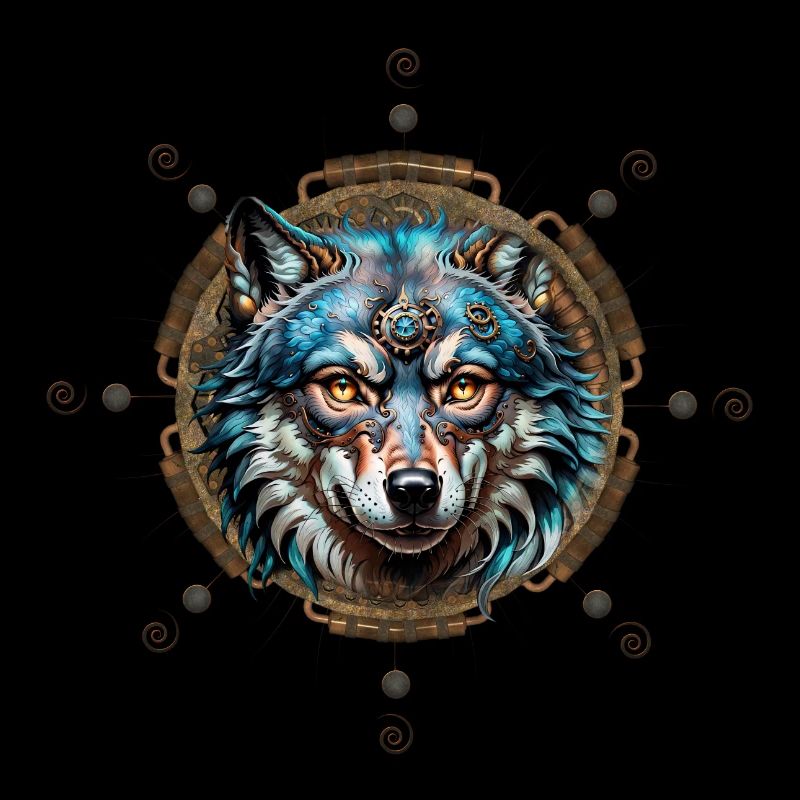 Fantastic steampunk wolf.