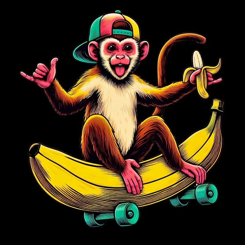 Monkey on Skateboard