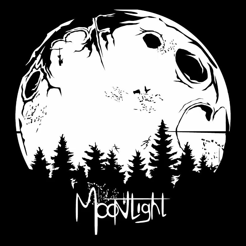 Moon Graffiti Forêt Arbre Nuit Clair de Lune Symbole