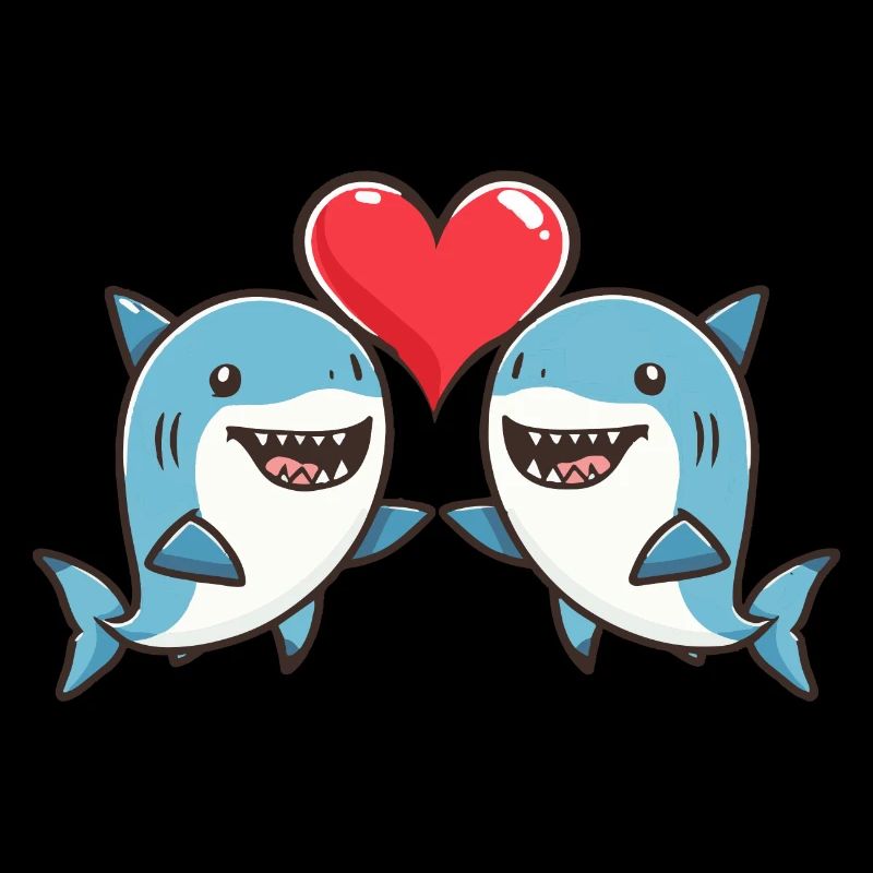 Couple de requins Amour Saint-Valentin