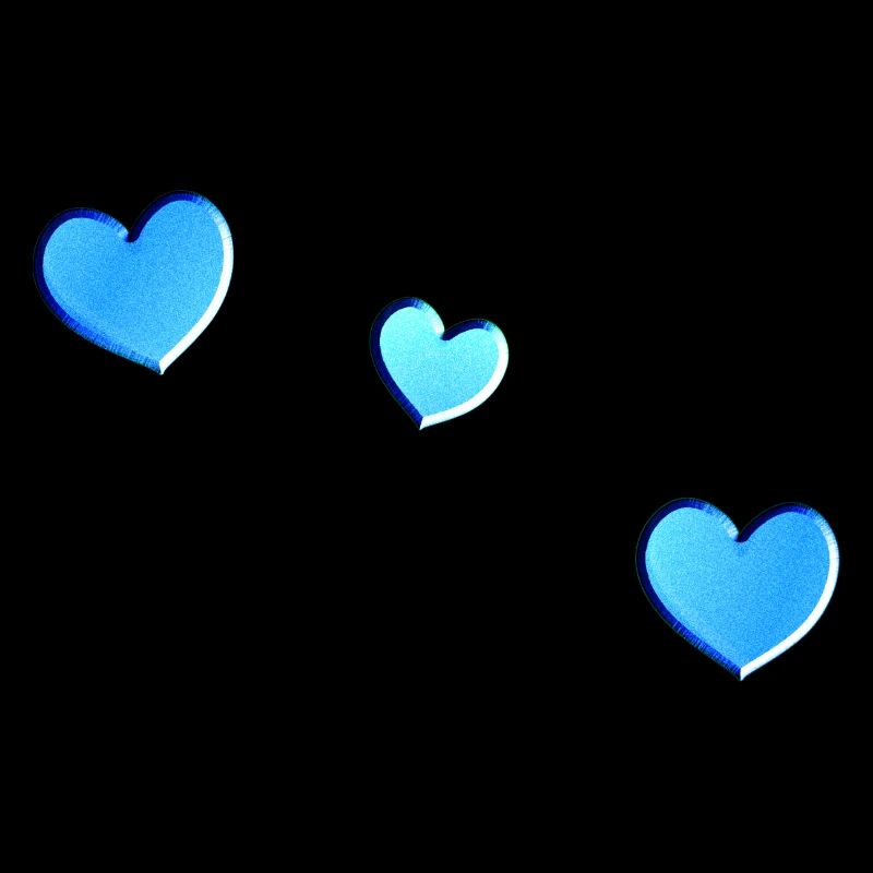 three blue hearts symbol love glitter pattern