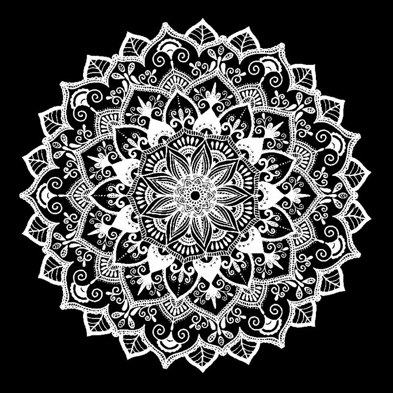 Mandala: hand-drawn in white