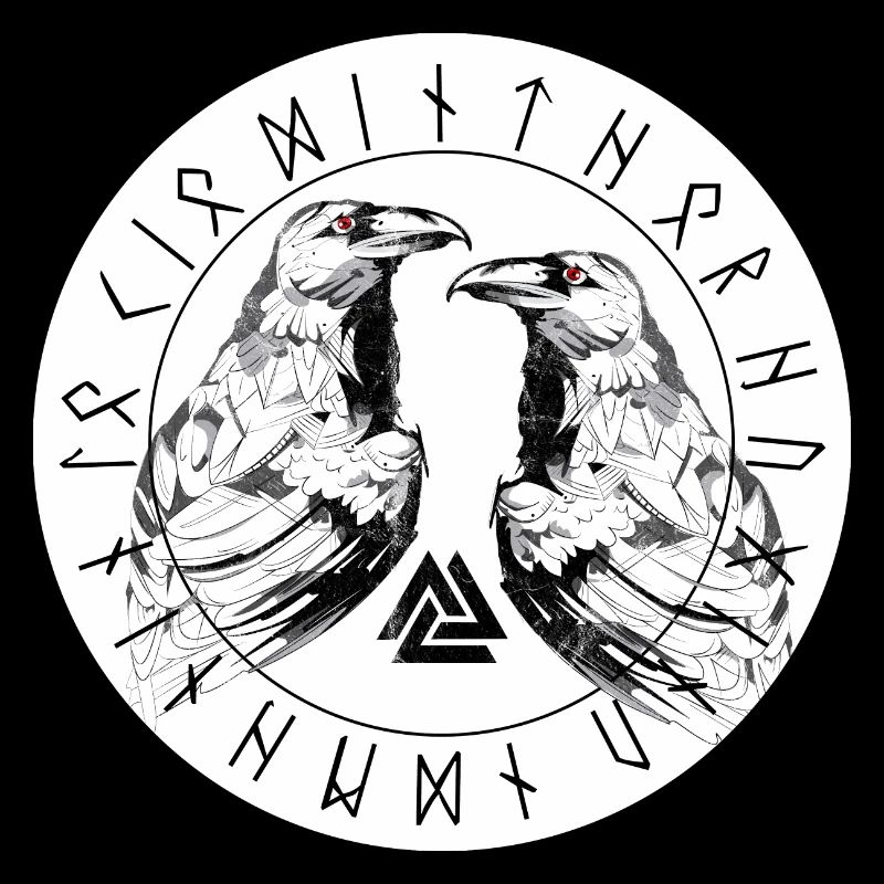 Hugin and Munin Odin's Ravens Walhalla Runes Valknut
