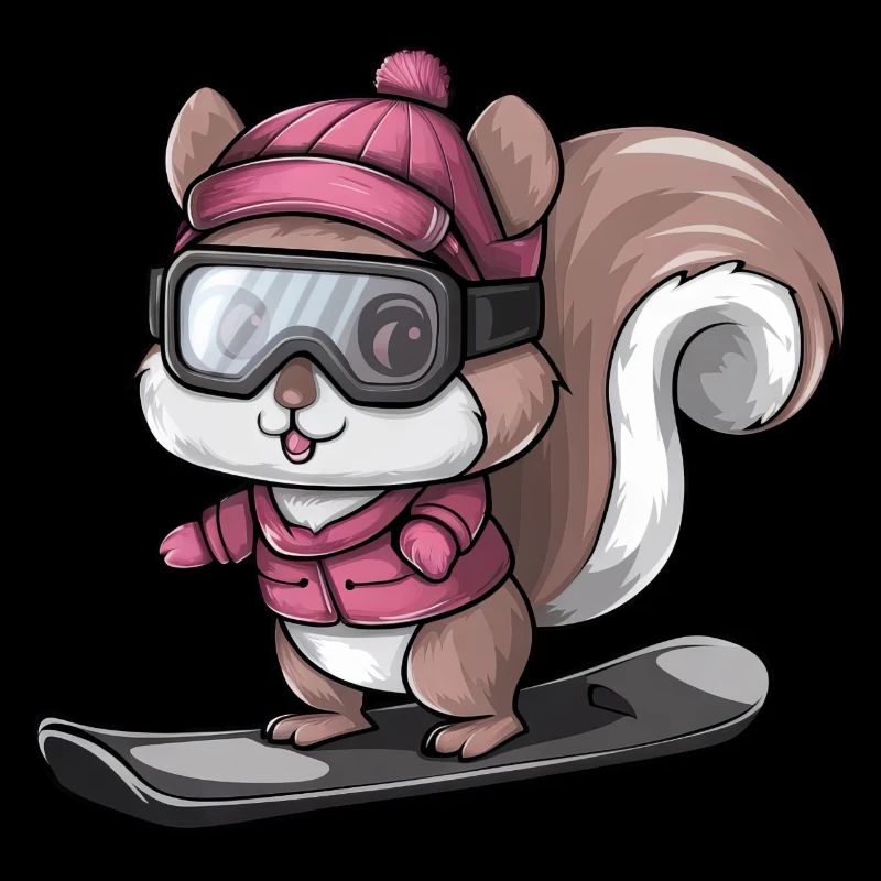 Cooler Eichhörnchen Snowboarder Wintersport