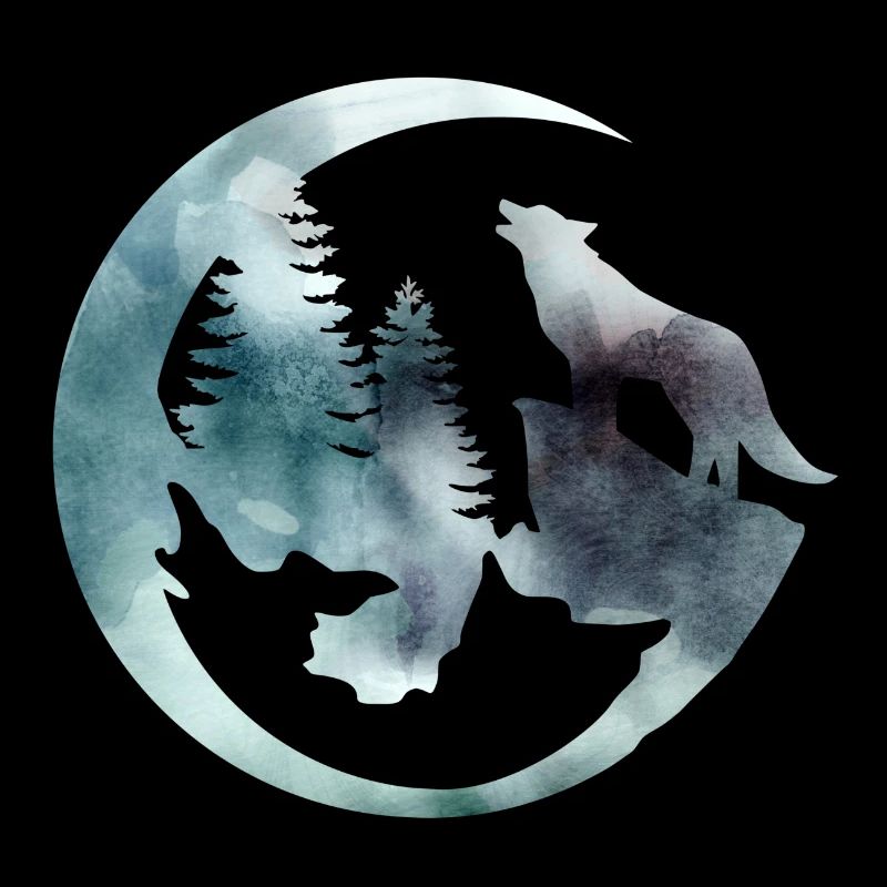 Watercolour Howling Wolf