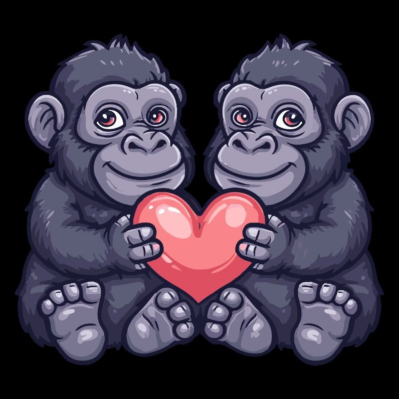 Couple de gorilles Amour Saint-Valentin