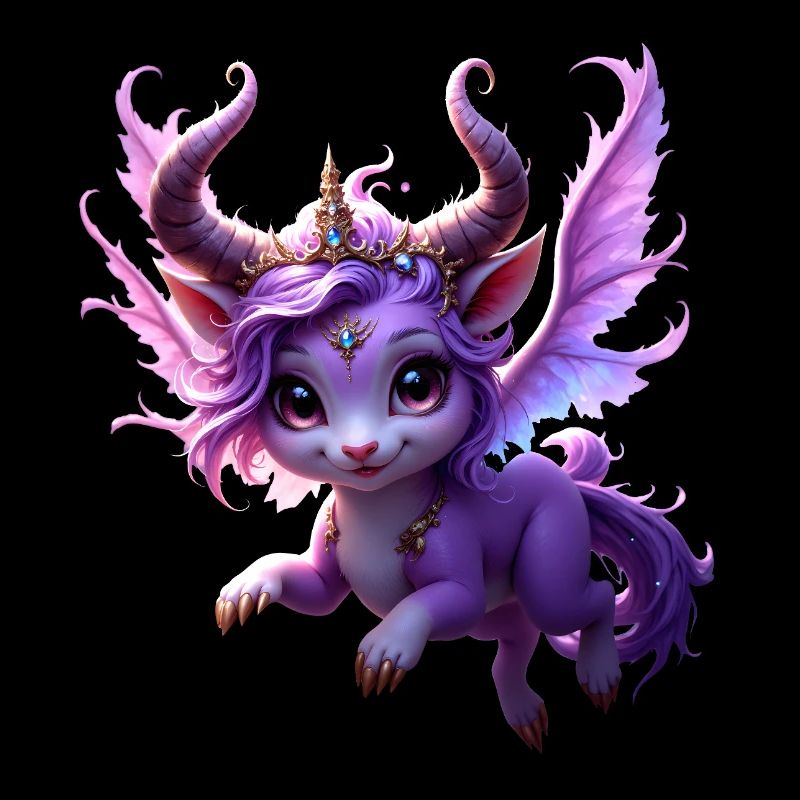 Lila Drache mit Krone