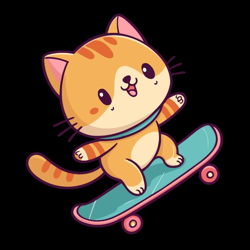 Buntes Skateboard-Kätzchen