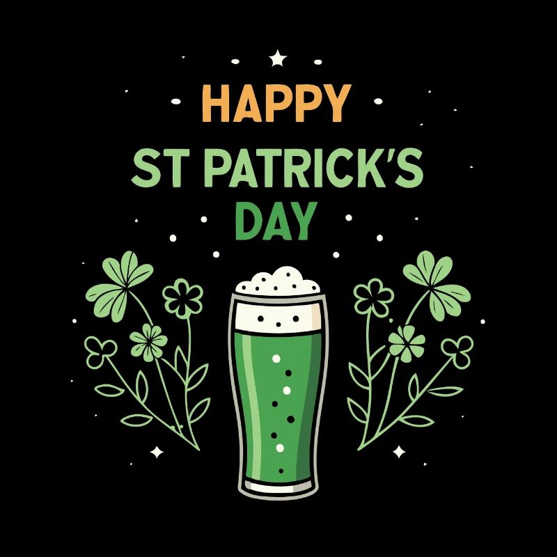 Verre vert et trèfles Saint Patrick