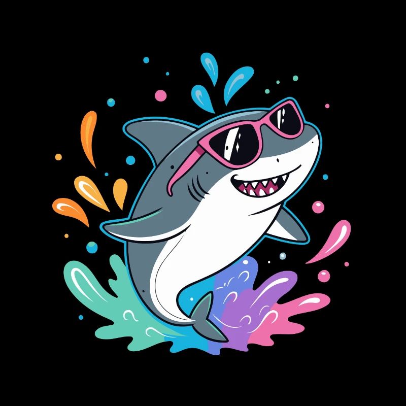 Requin Amusant surfeur coloré