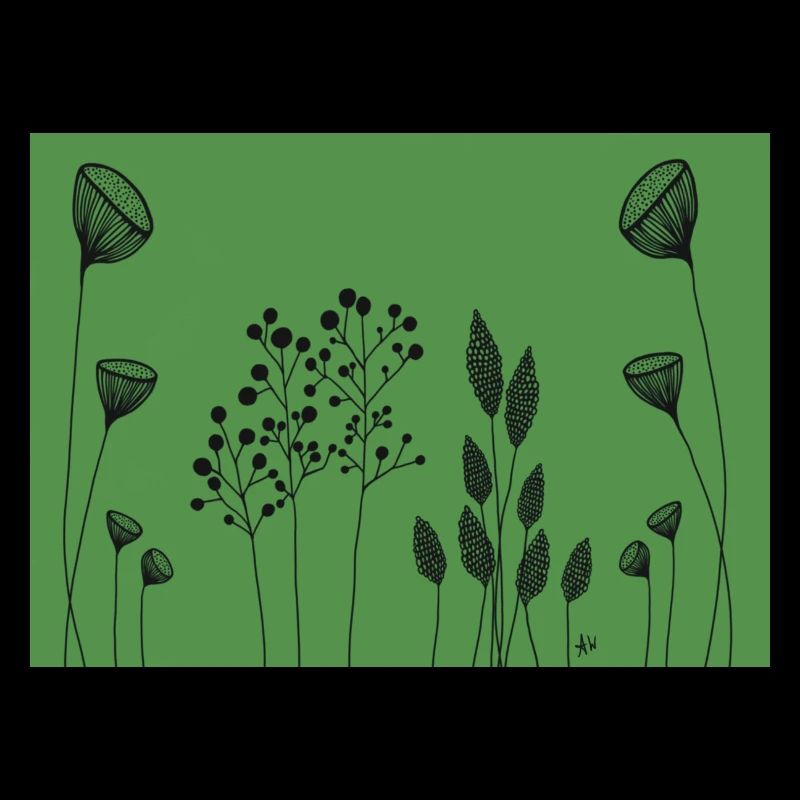 FIneline fleurs dessinant vert noir