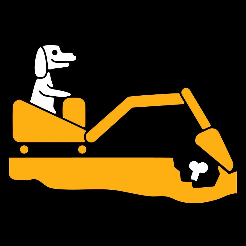 Dog Bones Burying Excavator Digging Cool Digging