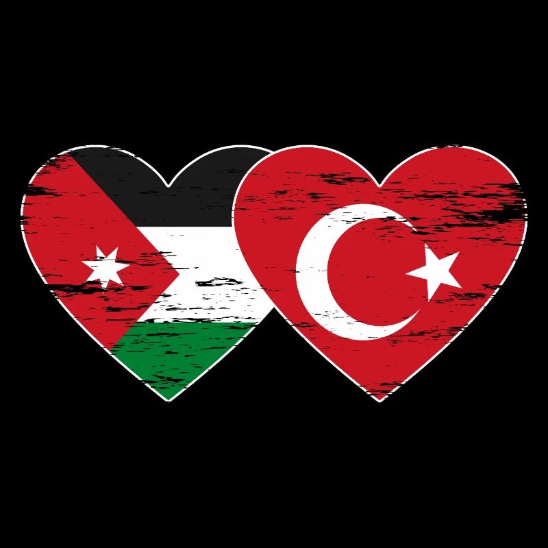 Jordanie Turquie Drapeau Coeur Utilisé