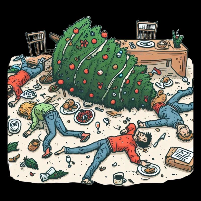 Exuberant Christmas tree party