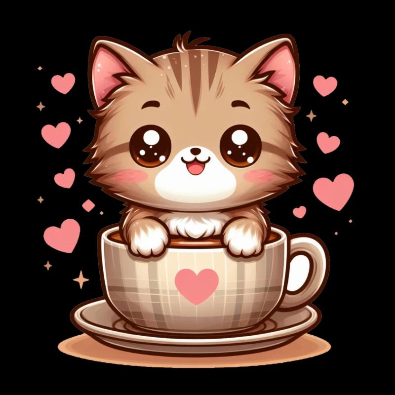 Katze mit Kaffeebecher 2