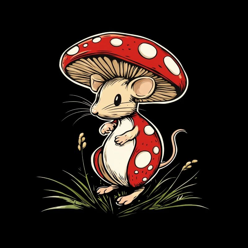 Champignon souris drôle d’animal et motif de champignon
