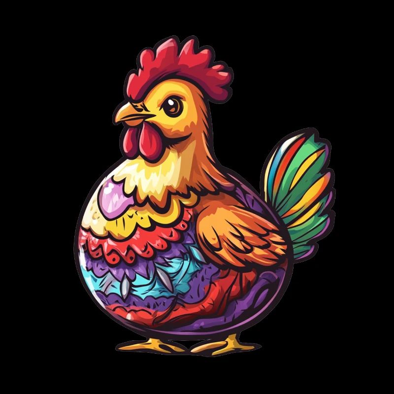 Colorful Hen Spring Motif Easter