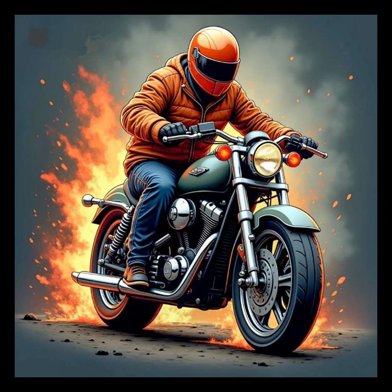 Flammenmotor Motorradheld