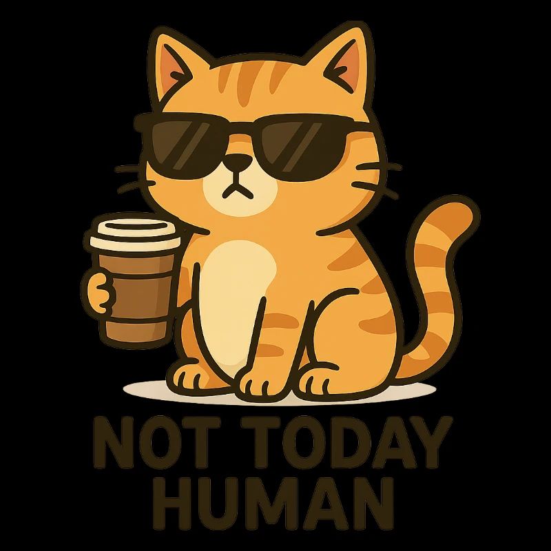 Pas aujourd’hui, Human – Coffee Cat Design