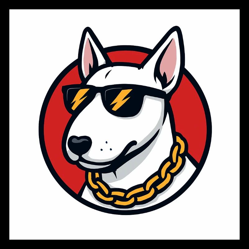 Cool bull terrier with sunglasses and gold chain