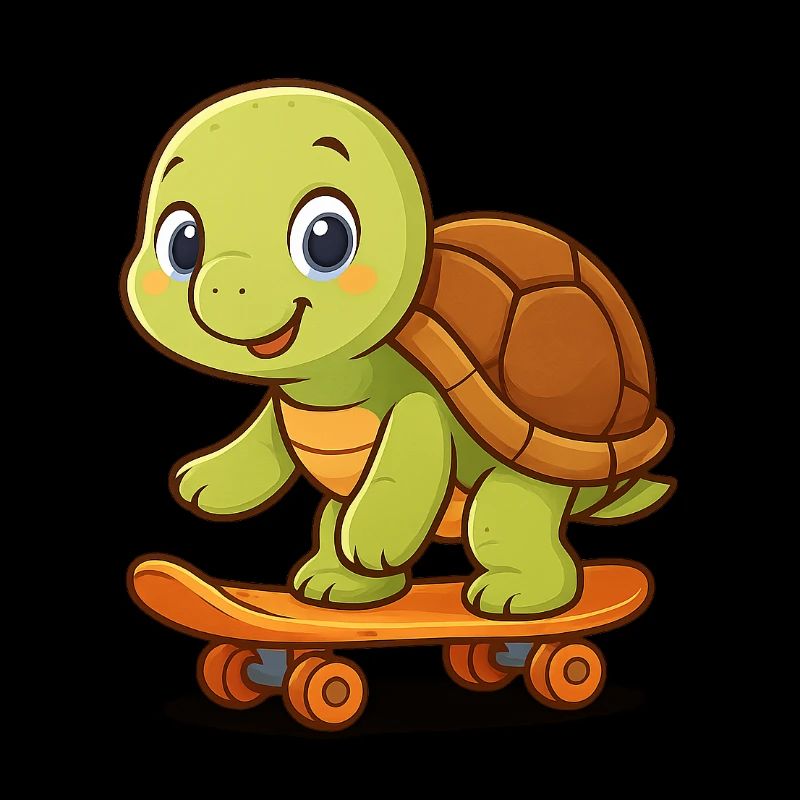 Cute turtle on skateboard