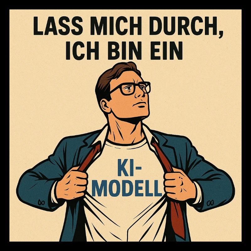 Humorvoller KI-Modell Heldenkleidung