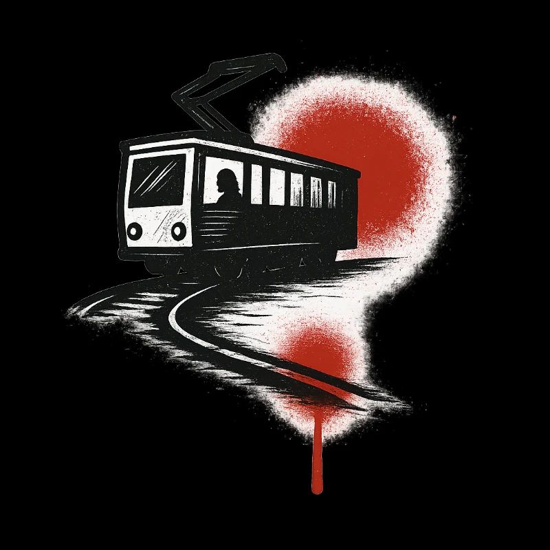 Tram sur la traînée rouge