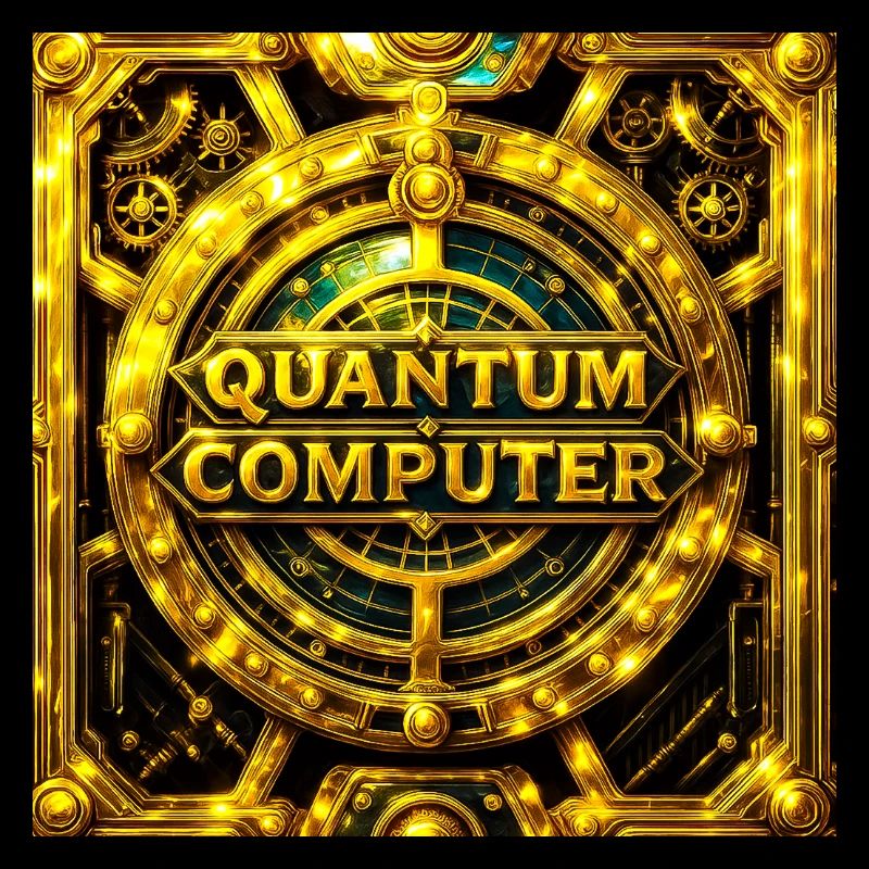 Golden Quantum Computer Emblem