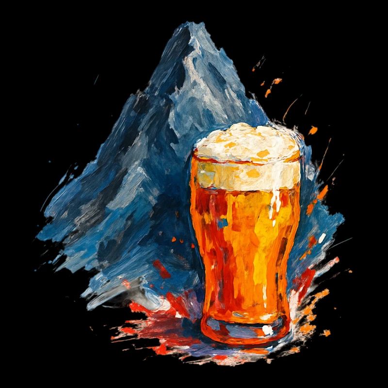 Beer and mountain panorama