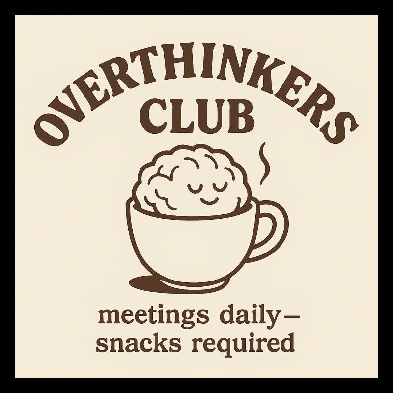 Funny Overthinkers Coffee Brain – Retro Line Art