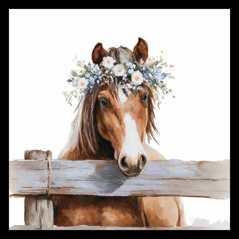 Cheval à couronne florale