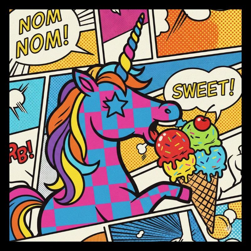 Einhorn-Pop-Art-Delight-Regenbogen